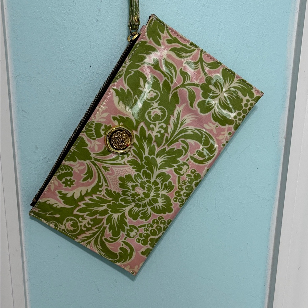 Anna Griffin Floral Pink and Green Wristlet